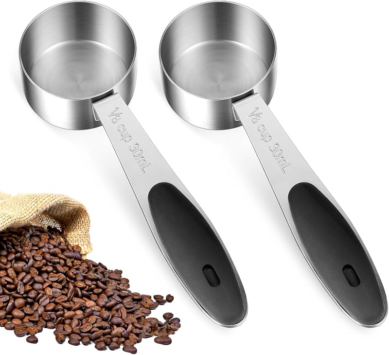 2 Tazas Medidoras 1/8 Taza Cuchara Café Acero Inox 1.0oz