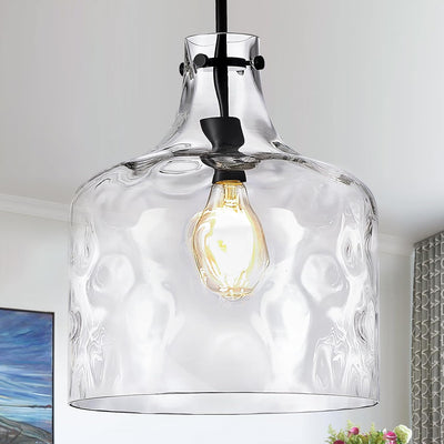 Lámpara colgante vintage 16pulg pantalla cristal martillado