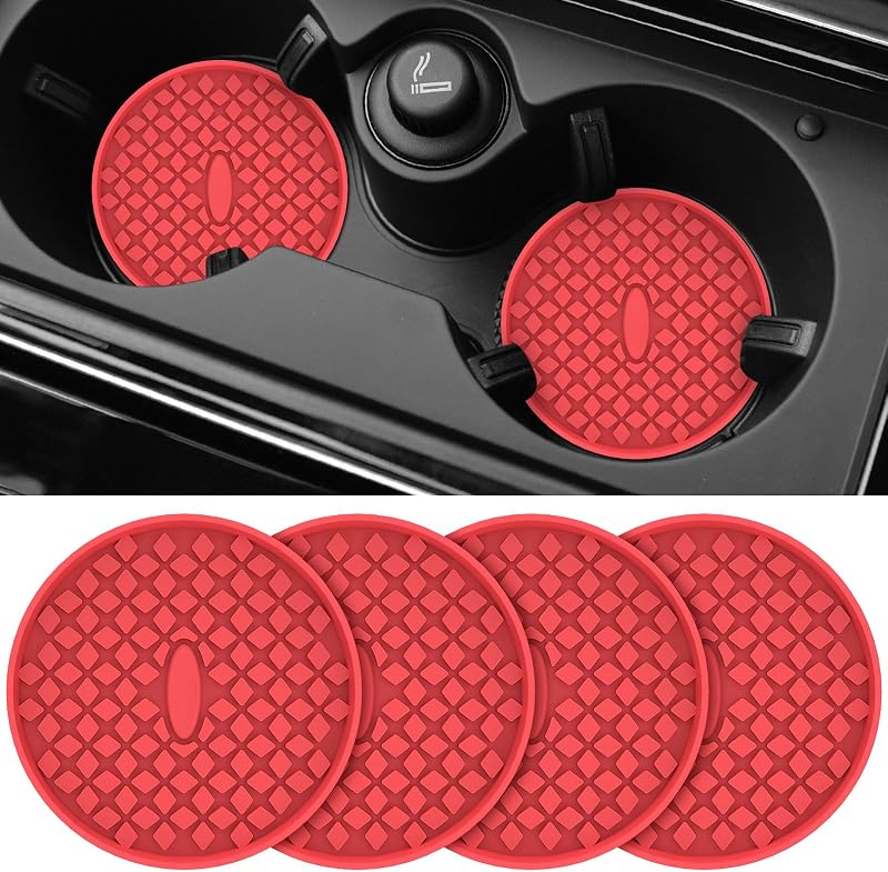 Portavasos automóvil 4 pzas silicona antideslizante color rojo