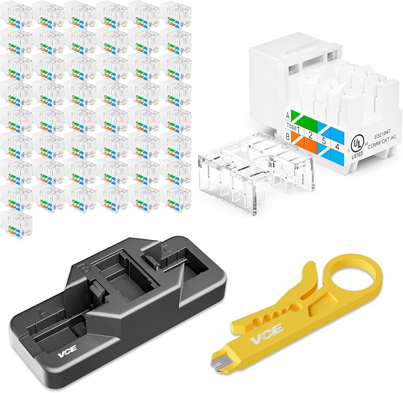 Jack RJ45 Cat6 UTP 50 Pzas con herramienta blanco