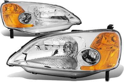 Set faros comp Honda Civic 01-03 Cromo/Ámbar