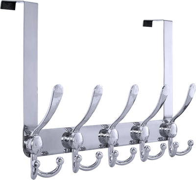 Gancho puerta acero inox 5 ganchos triples cromado