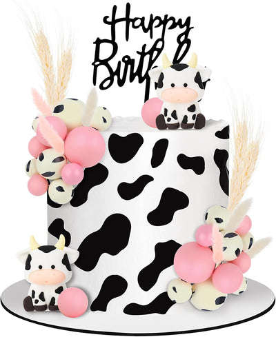 25 Decoraciones Vaca Rosa para Pastel Cumpleaños Baby Shower