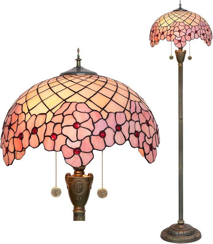 Lámpara pie estilo flor cerezo cristal sala dormitorio