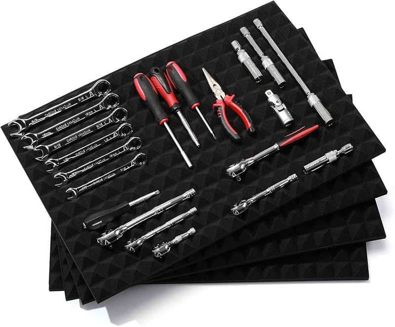 4 Pzas Forro caja herramientas espuma antiderrap negro