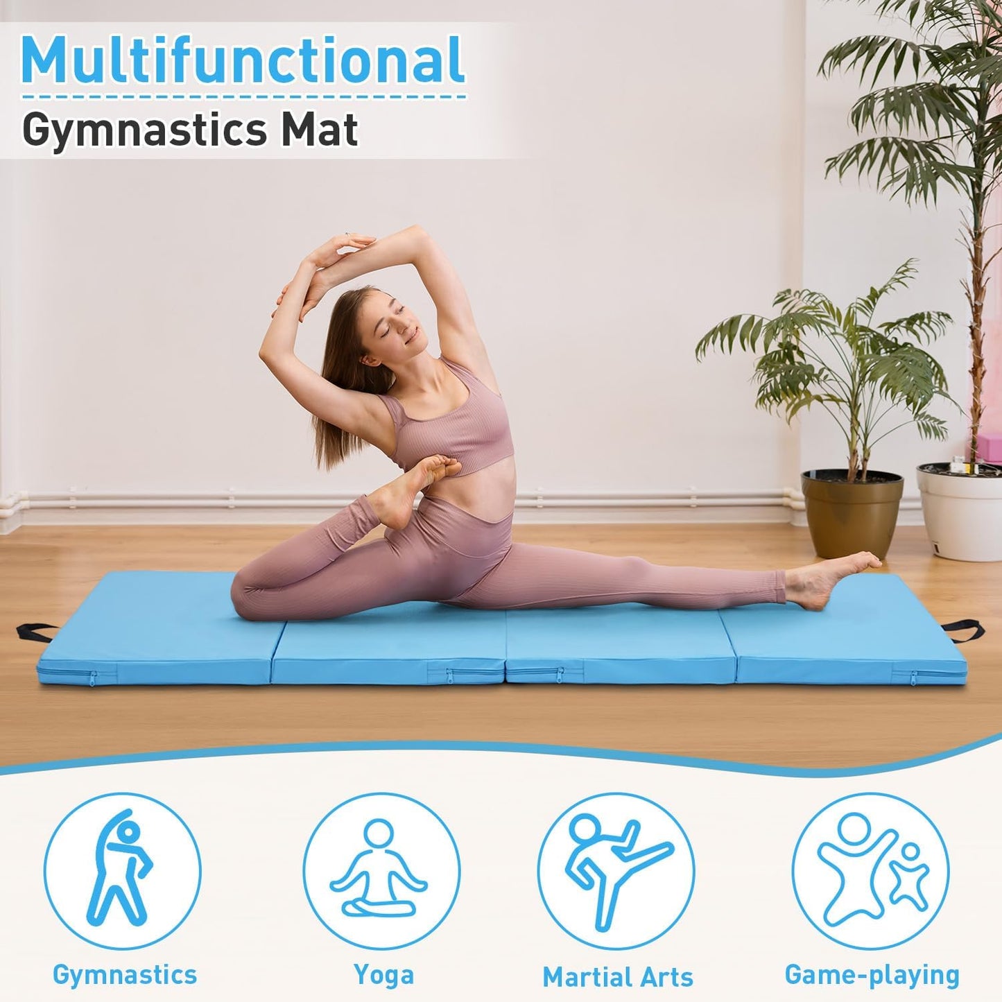 Colchón gimnasia plegable 3x6/4x6' con asas para niños