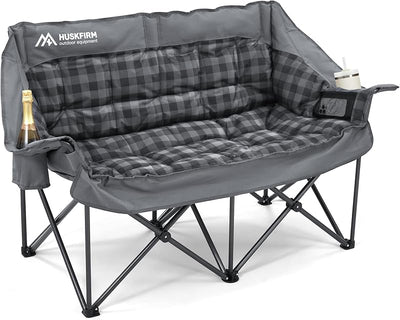 Sillas camping dobles acolchadas plegables con portavasos