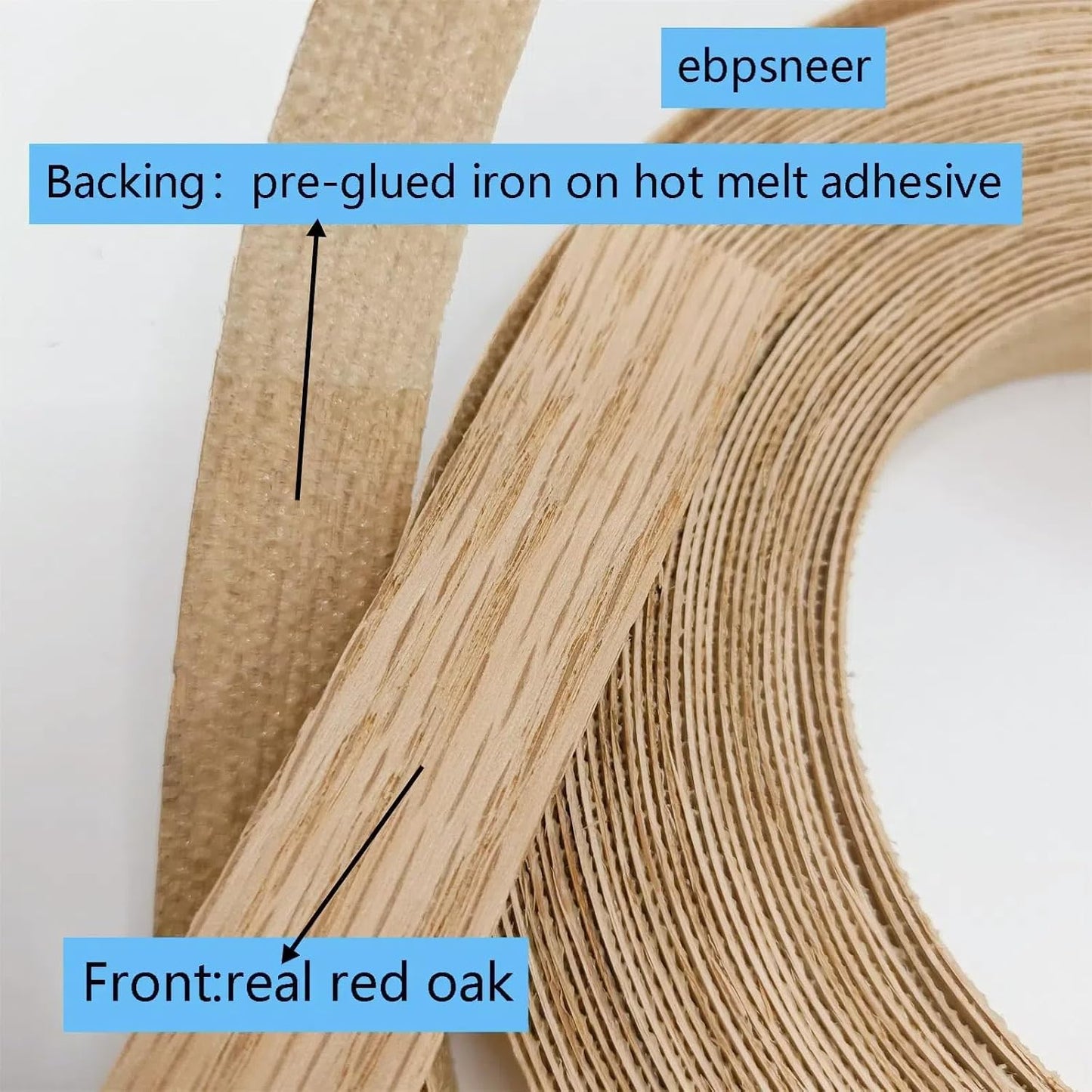Rollo bandas borde madera roble 1/2pulg x50ft termofusible