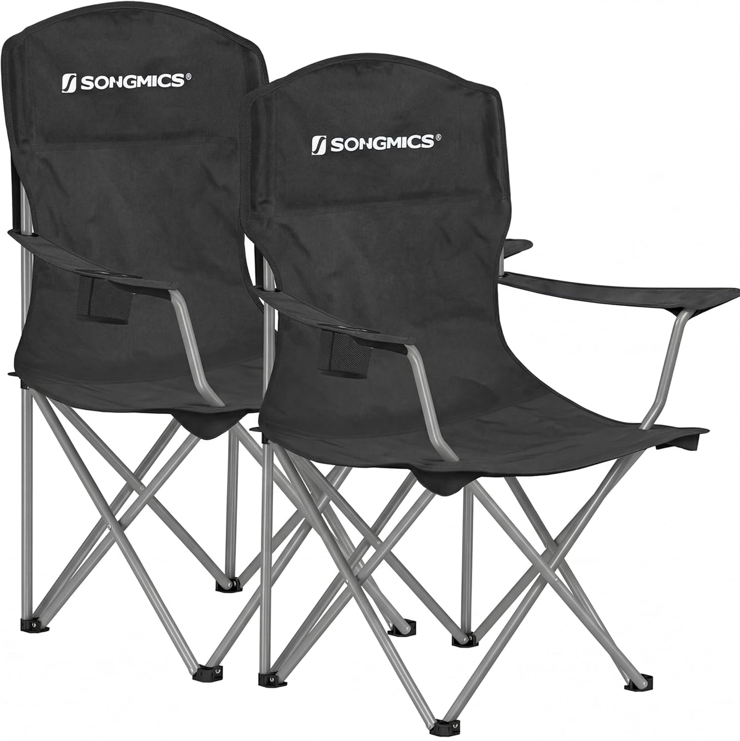 2 Sillas plegables campamento estructura resistente color negro