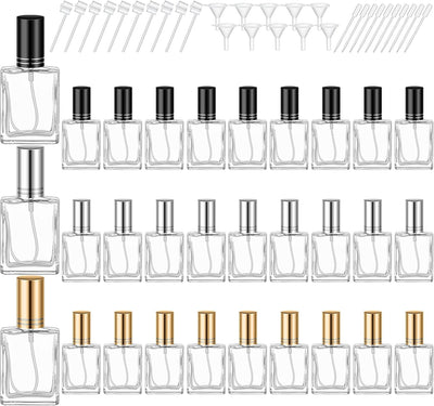 30 Botellas Perfume Vidrio 1.7oz Dispensador Negro