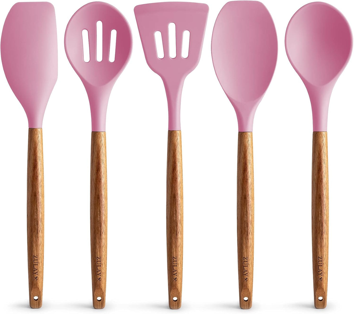 Set 5 Pzas Utensilios Cocina Silicona Antiadherentes Asas Acacia