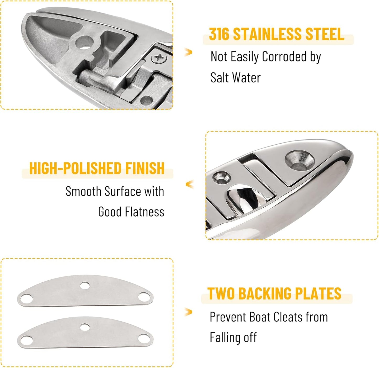 Tacos plegables 5/6 pulg acero inox 316 para kayak yate