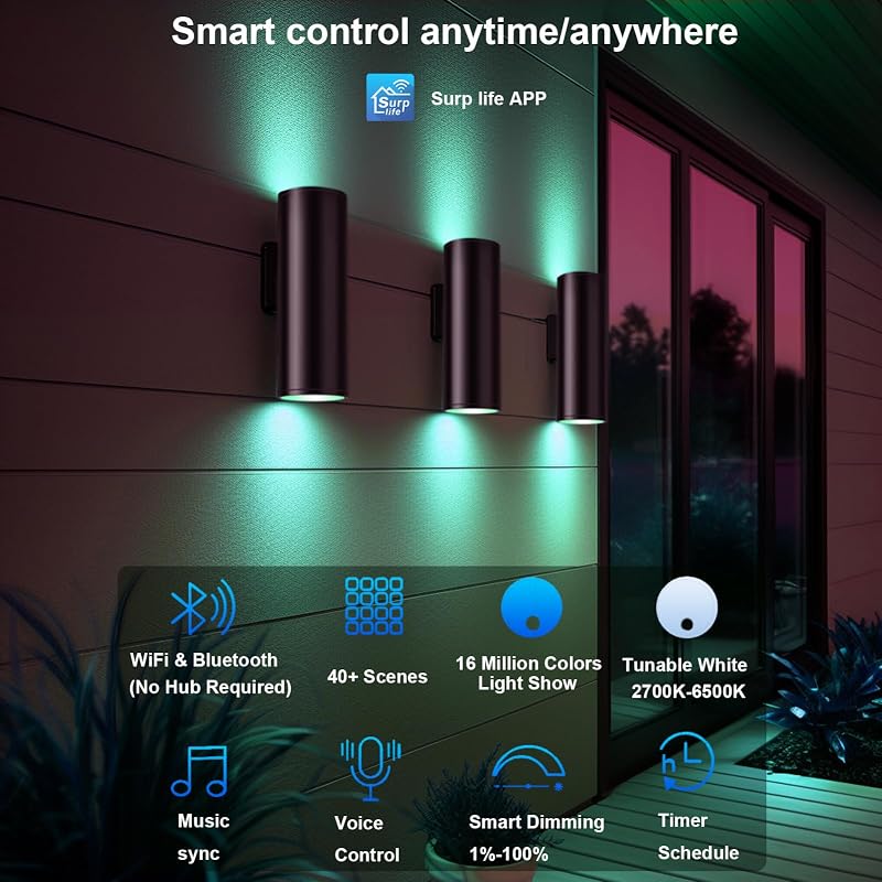 Luces RGB exteriores con control remoto 2 A19 incluidas
