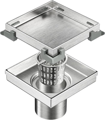 Desagüe ducha cuadrado acero inox 304 rejilla 4pulg