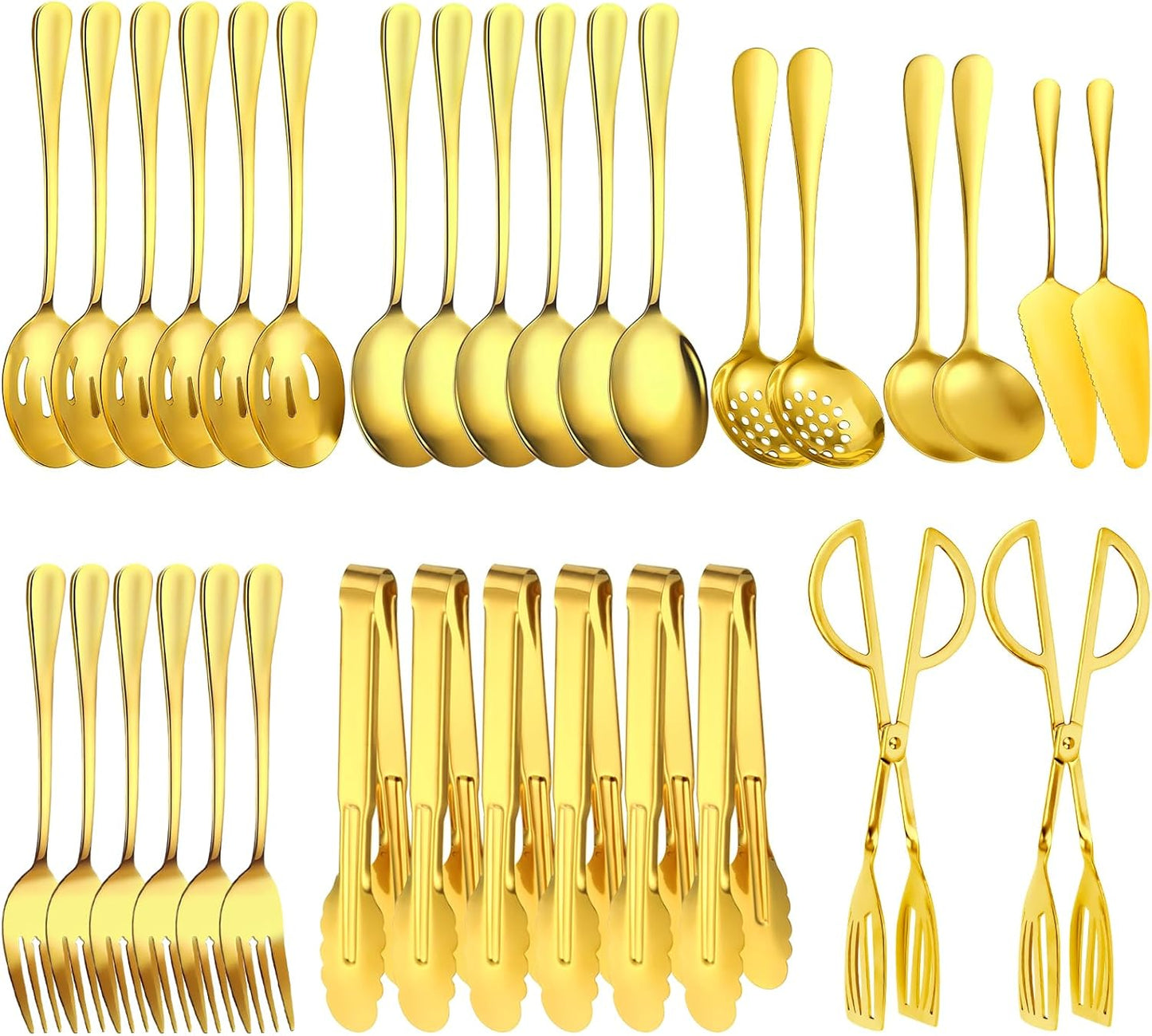 Set 32 Utensilios Acero Inox para Servir Dorado
