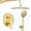 Sistema ducha dorado 12" válvula equilibrio presión
