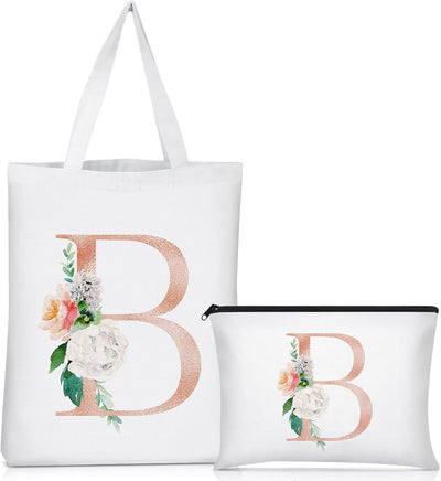 2 bolsas lona diseño floral monograma mujer
