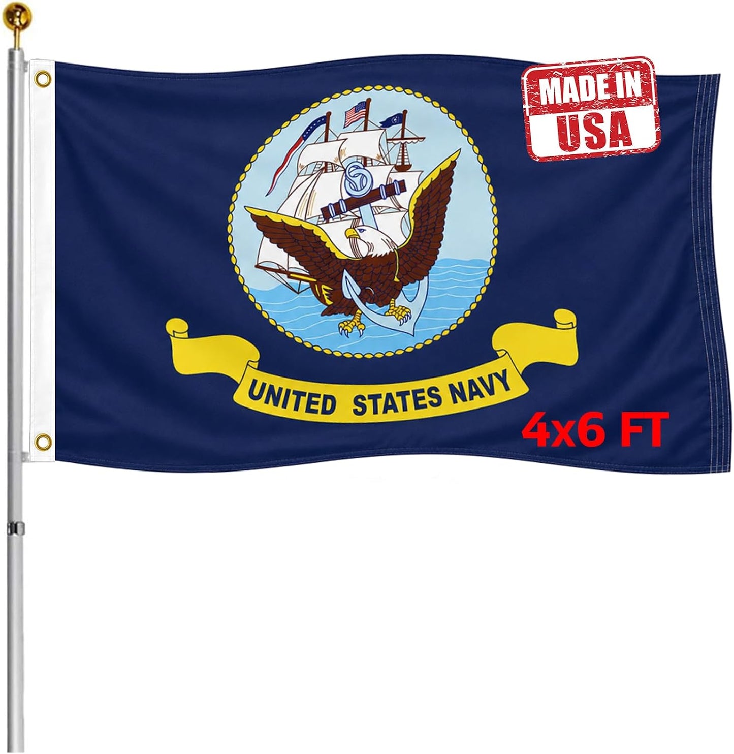 Bandera doble cara 4x6ft azul marino resistente UV 3 capas