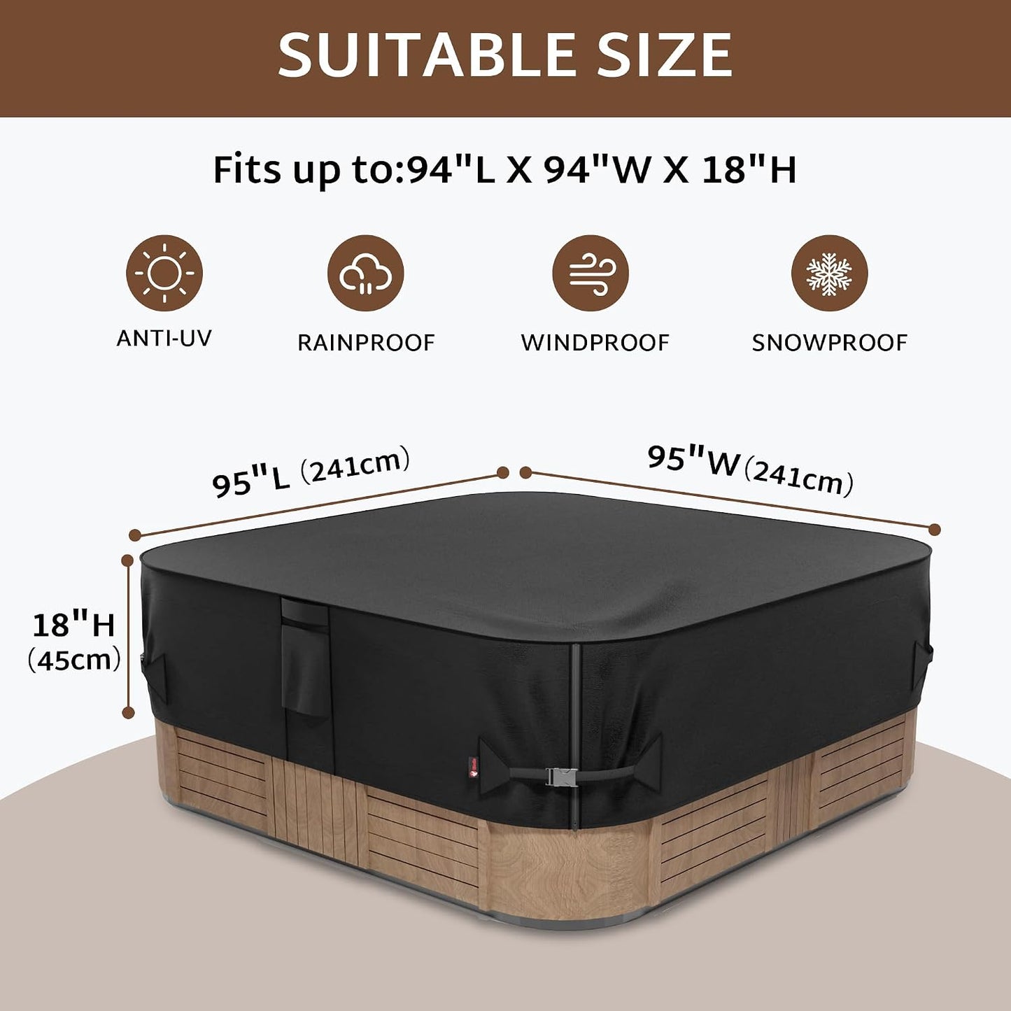 Cubierta spa 95x95" impermeable 600D
