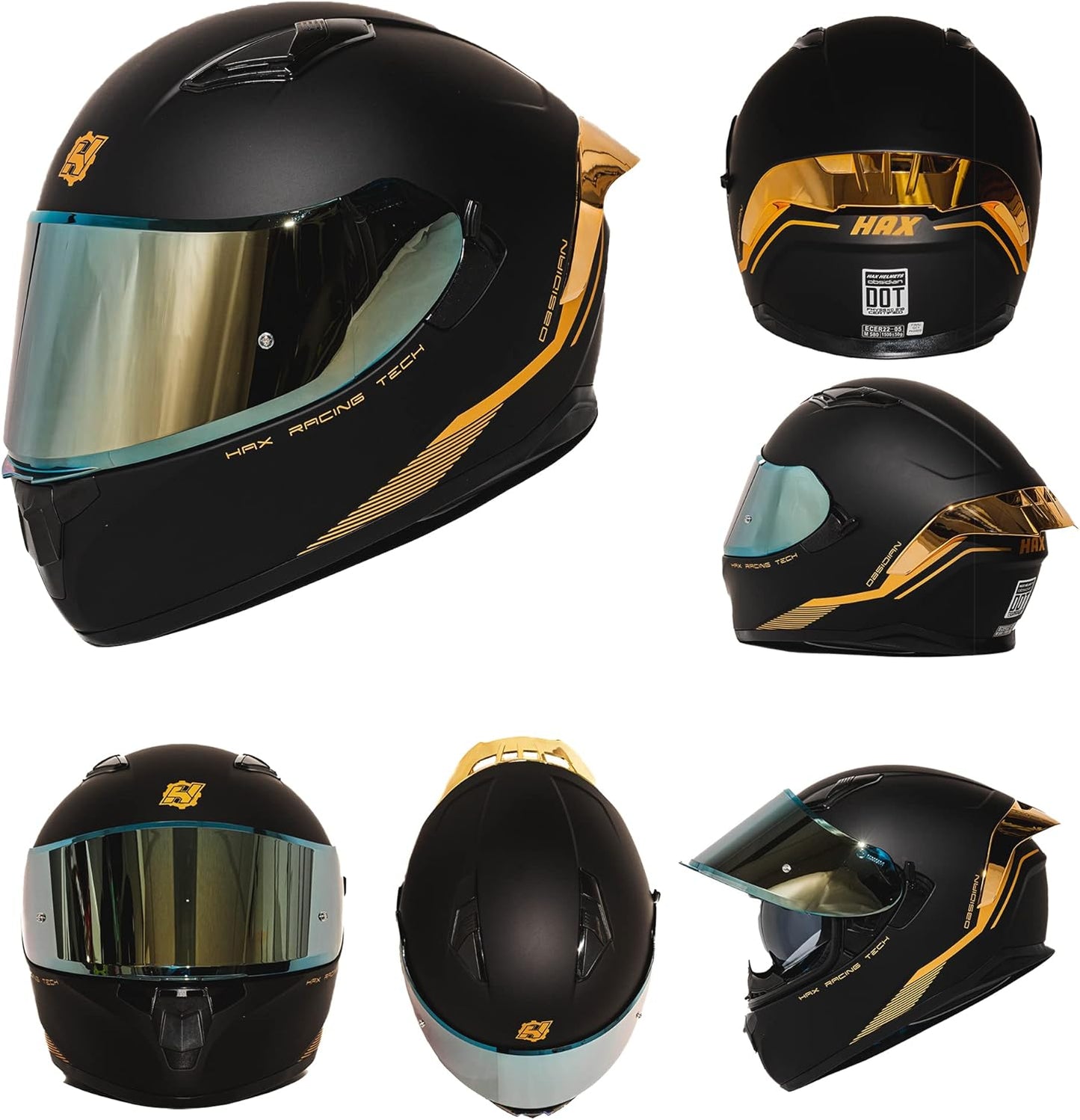 Casco motocicleta cara completa visera doble negro mate