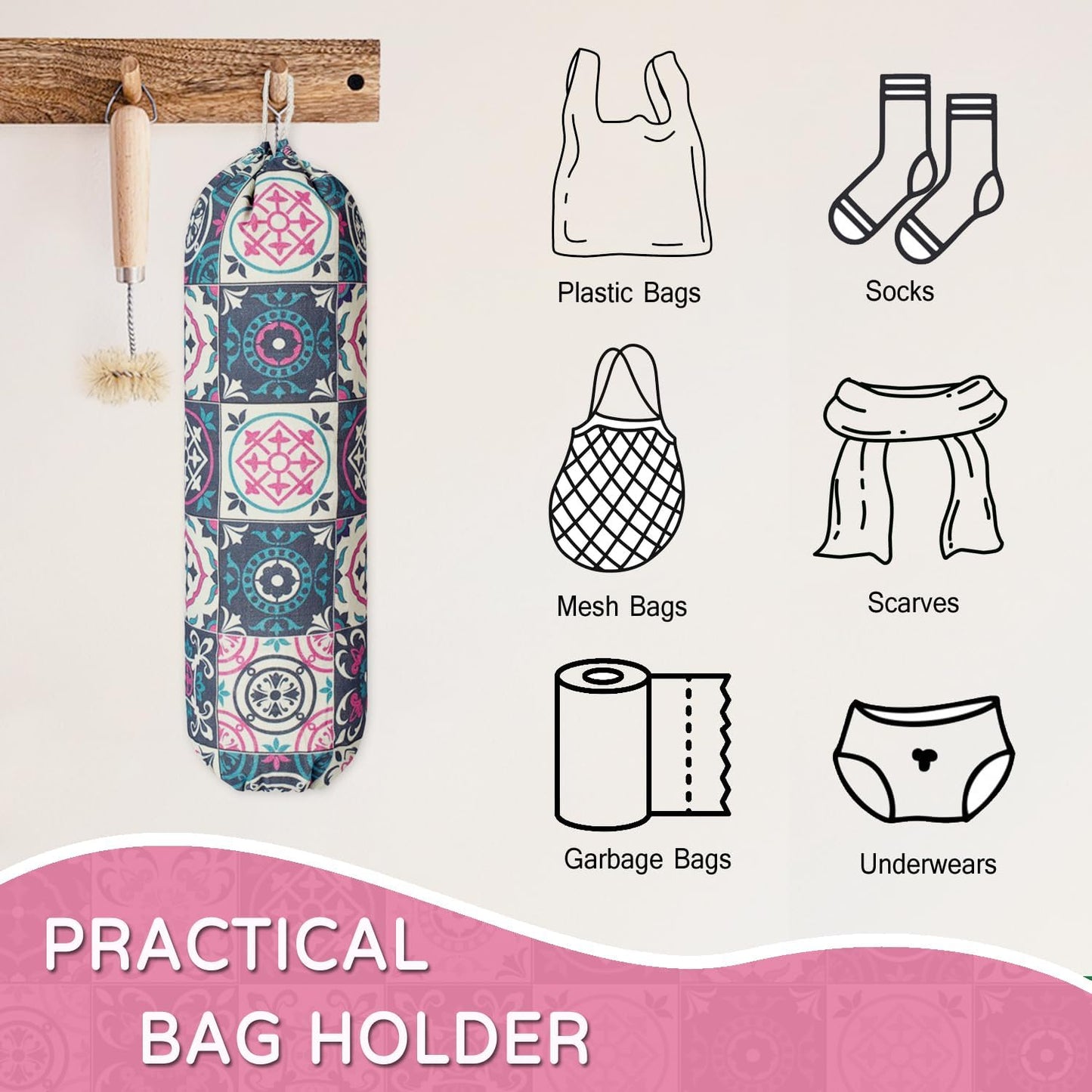 Organiz. bolsas plástico reutilizable para tienda comestibles