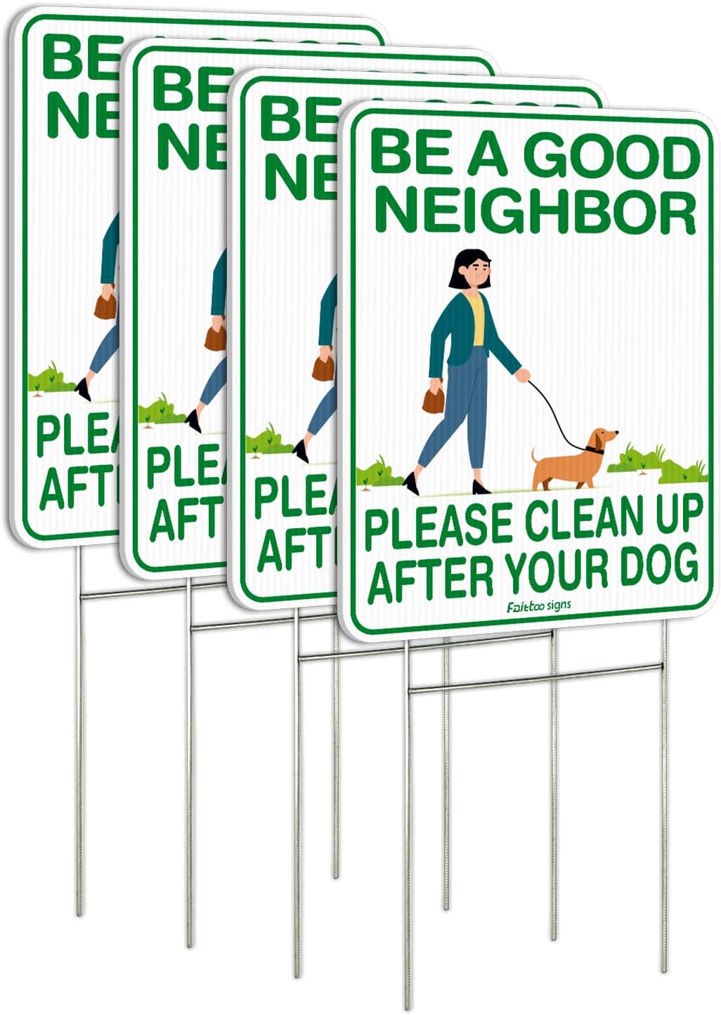 Letreros Clean Up After Your Dog 12x9" con estacas