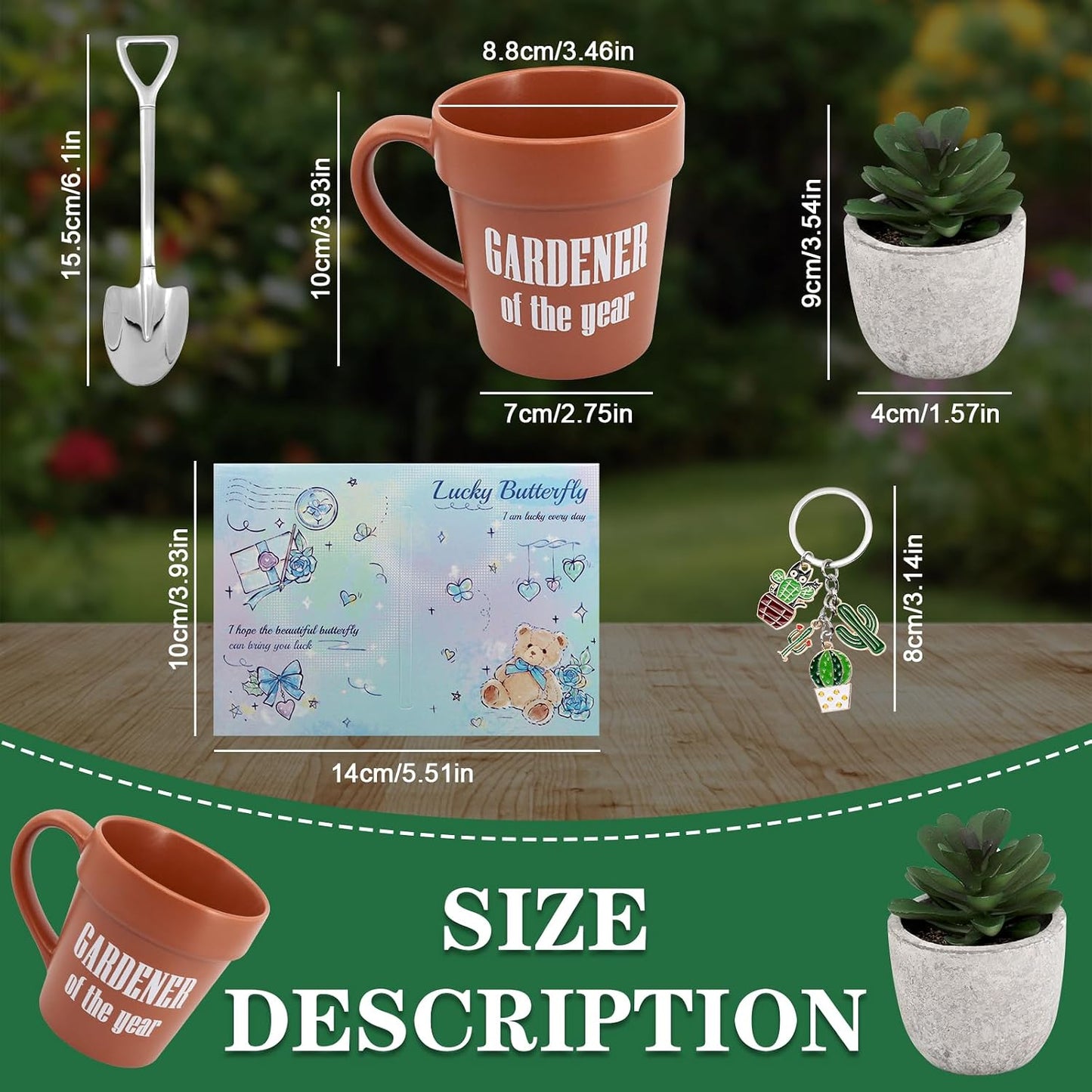 Set tazas café jardinera con cuchara y pala regalo mujer