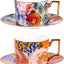 Set 2 Tazas Té y Platillos Cerámica 8.5oz Expreso Apilables