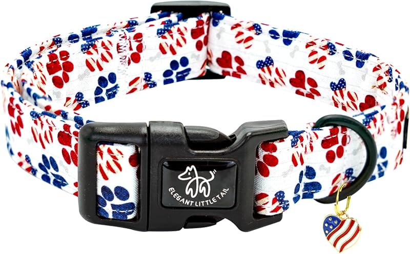 Collar perro algodón patriótico 4 de julio ajustable