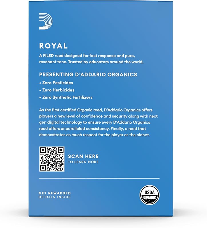 Cañas orgánicas clarinete Royal Eb fuerza 2.5 pack 10