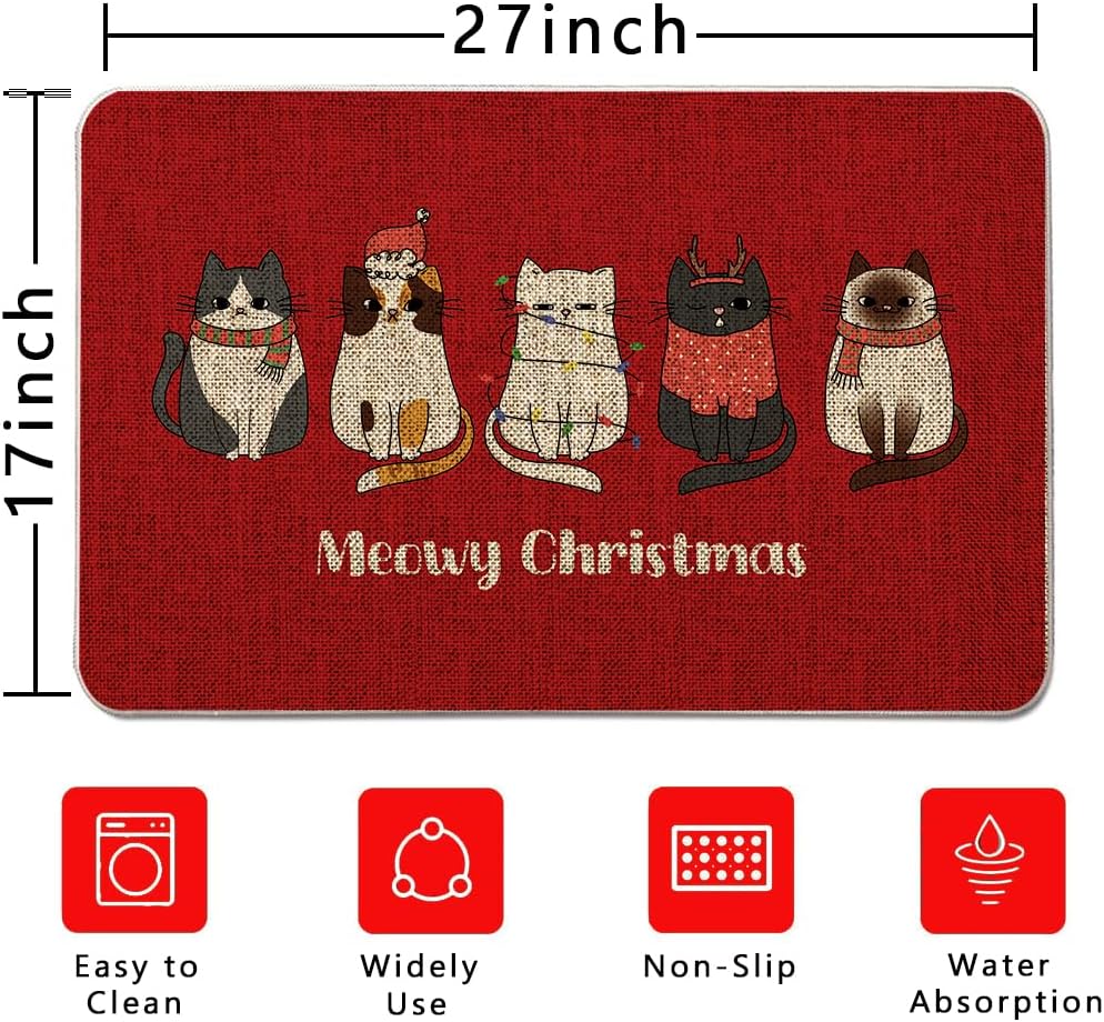 Tapete Navidad puerta exterior rojo 17x27pulg
