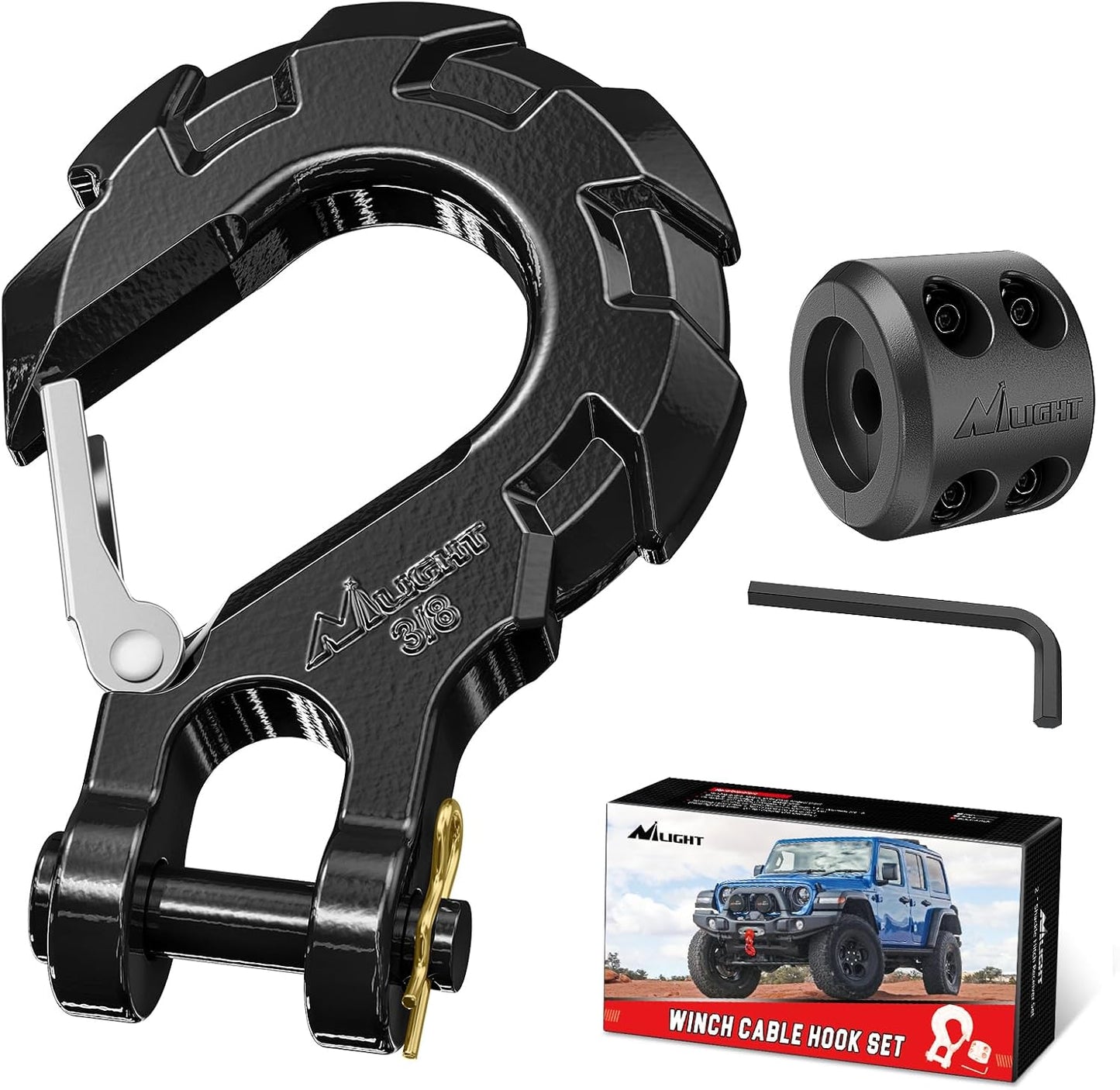 Gancho cabrestante acero forjado grado 70 3/8" negro