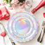 Platos de papel holográficos iridescentes para fiestas 25 x 7 y 25 x 9 pulgadas