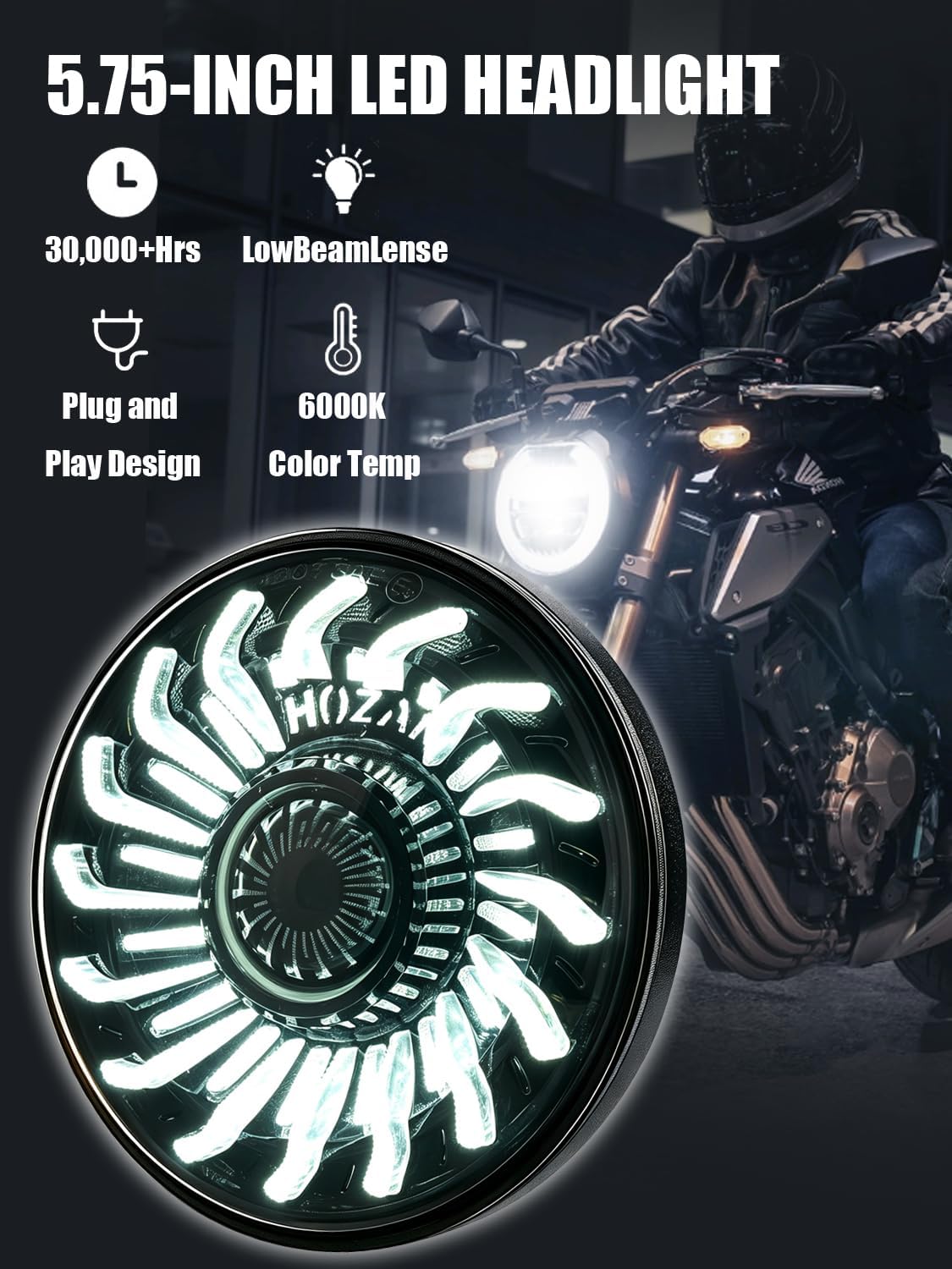 Faro delantero DRL pétalo crisantemo blanco/ámbar comp
