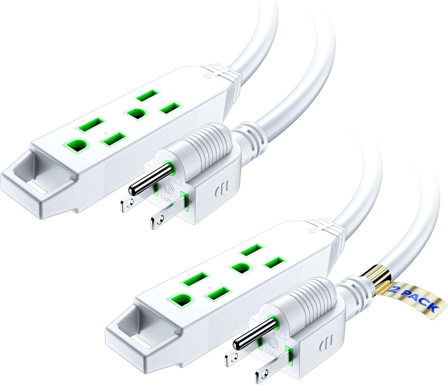 Cable extensión 1pie pack2 con tomas 16blanco ETL