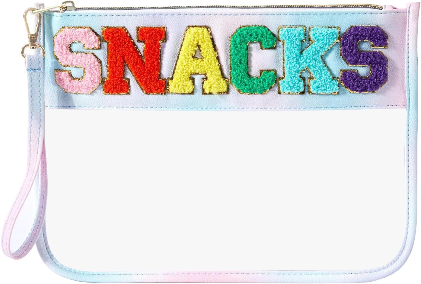 Bolsa viaje snacks maquillaje chenilla con parches impermeable