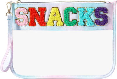 Bolsa viaje snacks maquillaje chenilla con parches impermeable