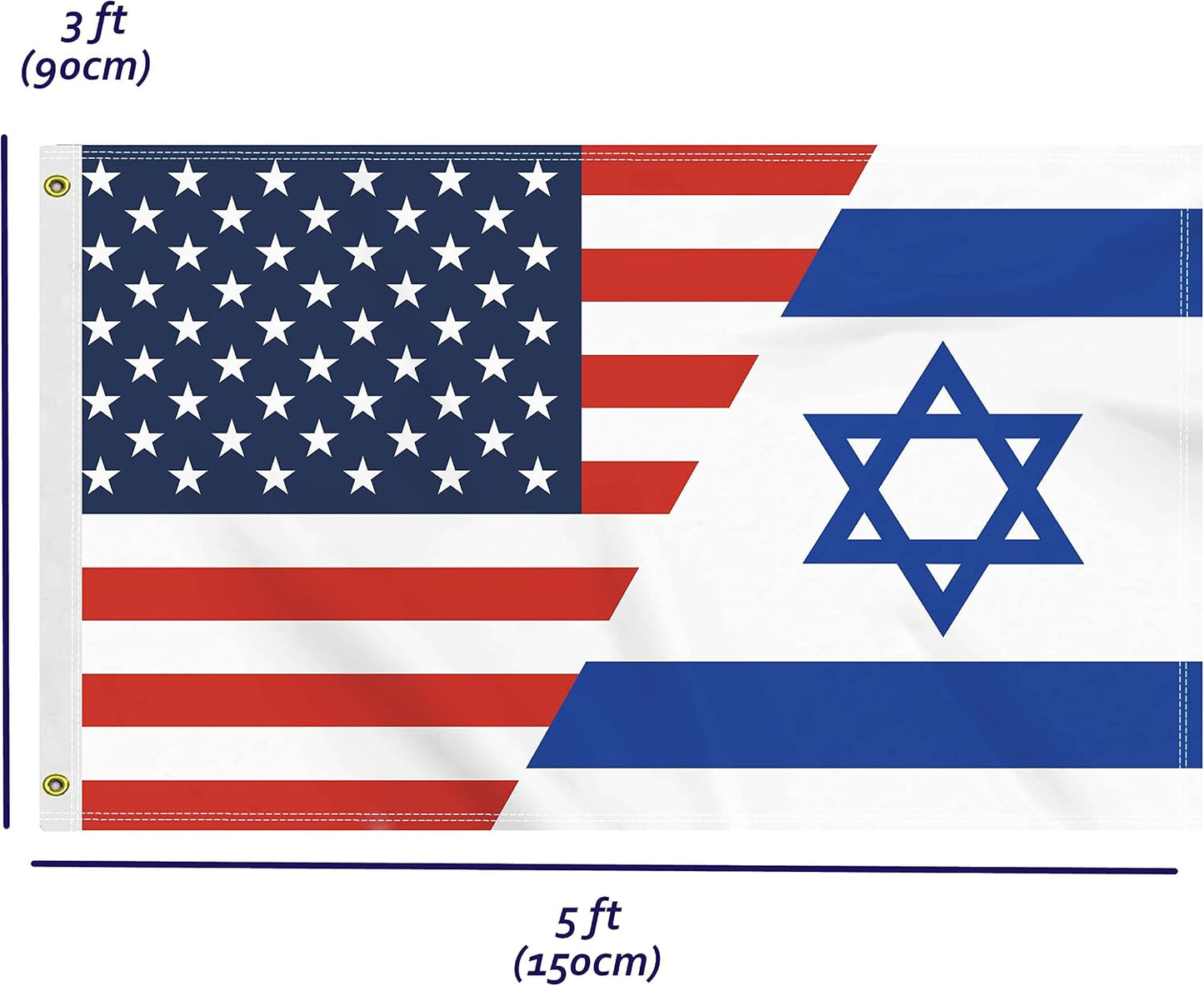 Bandera Israel 3x5ft 150D para exteriores con grommets latón