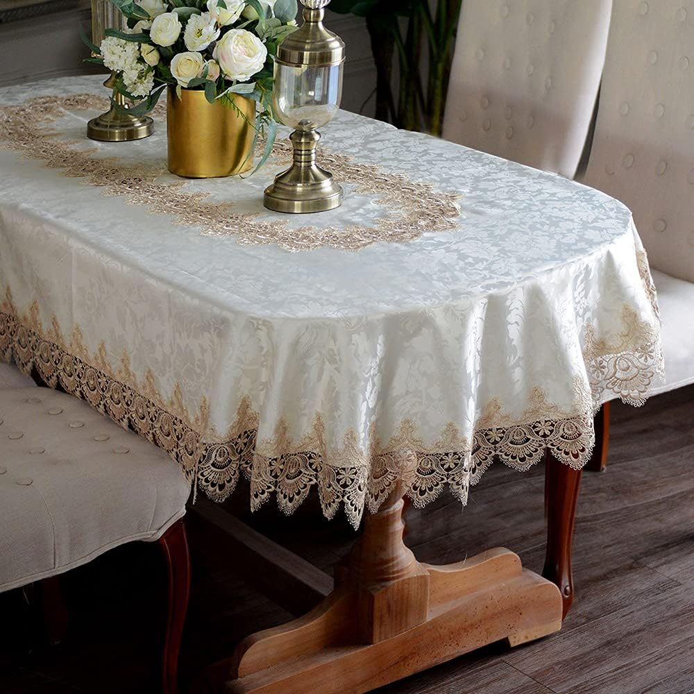 Mantel encaje ovalado flores antiguas 52x70