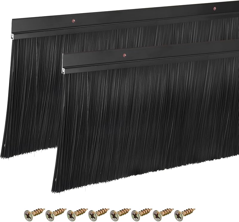 2 Cepillos Puerta Base Aluminio Forma H 5.9" Negro