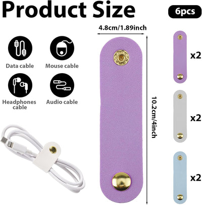 6 organiz. cuero sintético para cables y auriculares