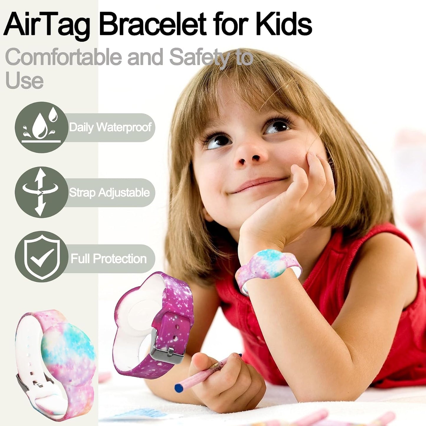 2 Pulseras AirTag impermeables para niños con funda silicona