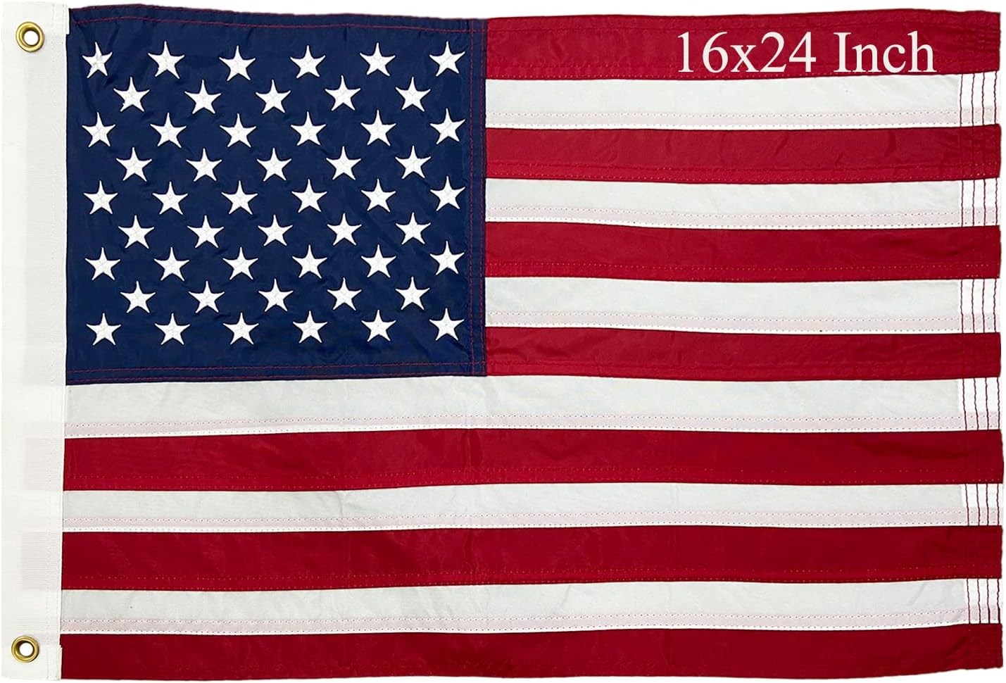 Bandera USA 16x24" bordada estrellas resistentes