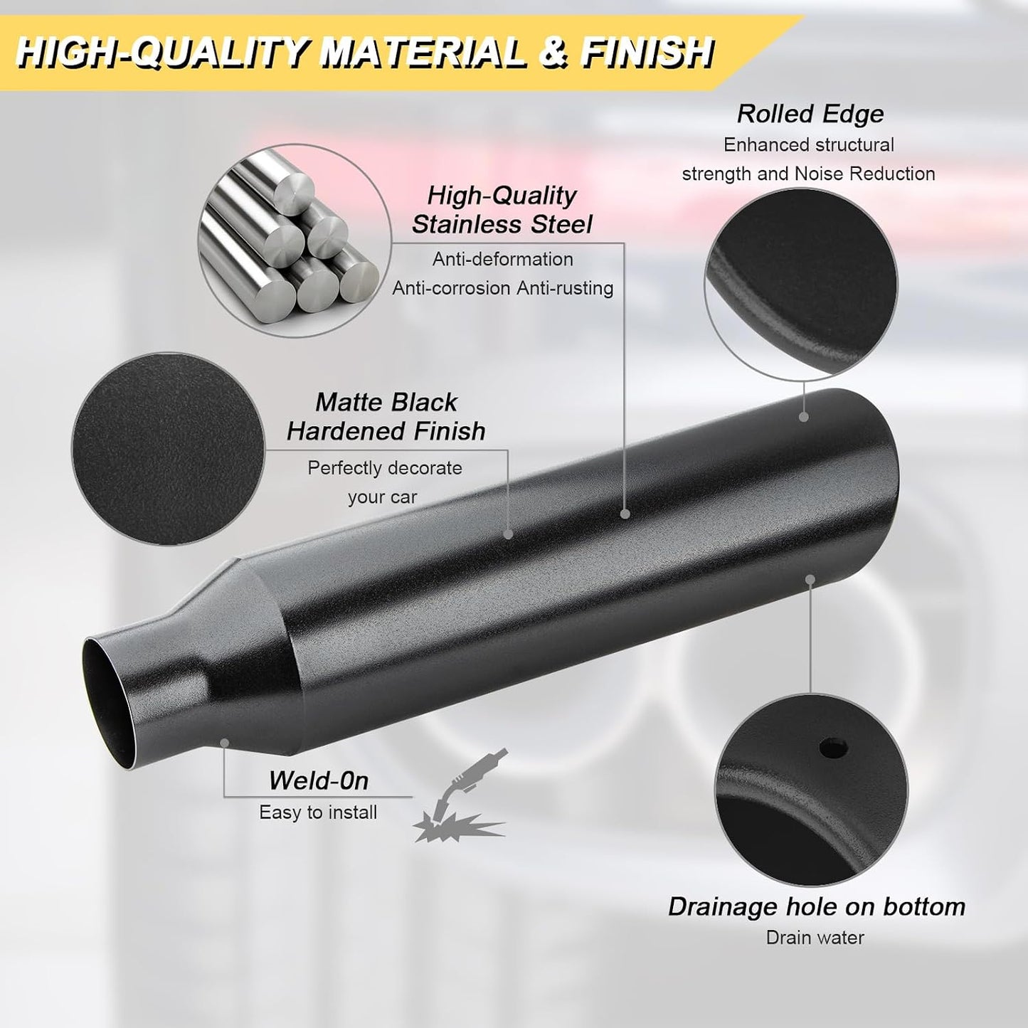 Tubo escape acero inox 2.5x4" 17" soldar borde enrollado