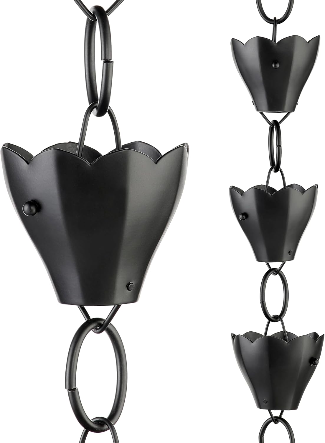 Cadena lluvia aluminio negro 13 tazas canalón 8.5ft