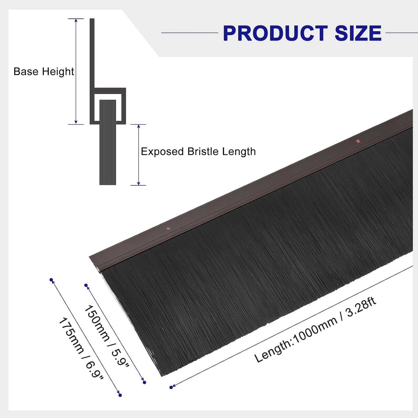 2 Pzas Barredor Puerta Forma H Base Aluminio Cepillo 5.9pulg