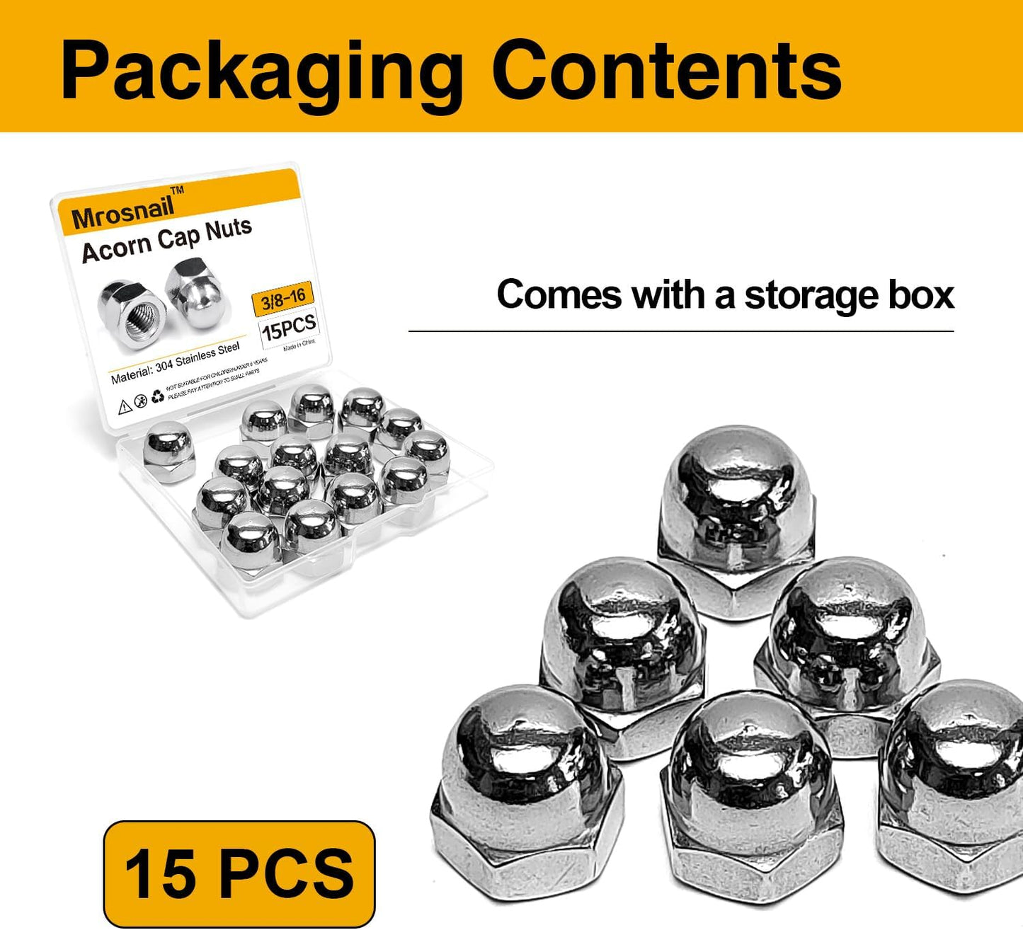 Kit 15 Pzas Tuercas Bellota 3/8-16 Acero Inox 304