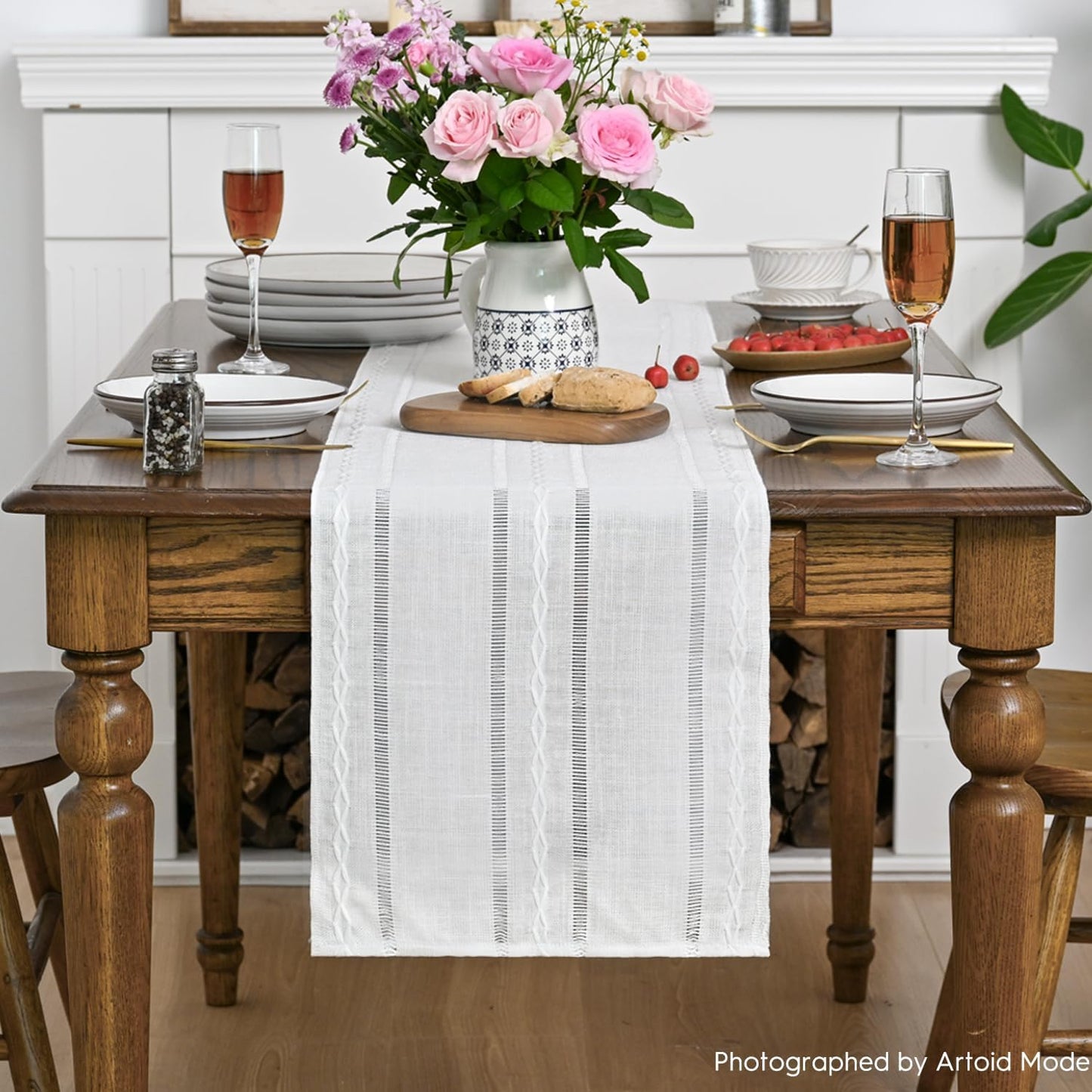 Camino mesa lino algodón rústico 13x60pulg decoración fiesta