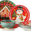 Set 12 Pzas Vajilla Navidad Cerámica Rojo Verde