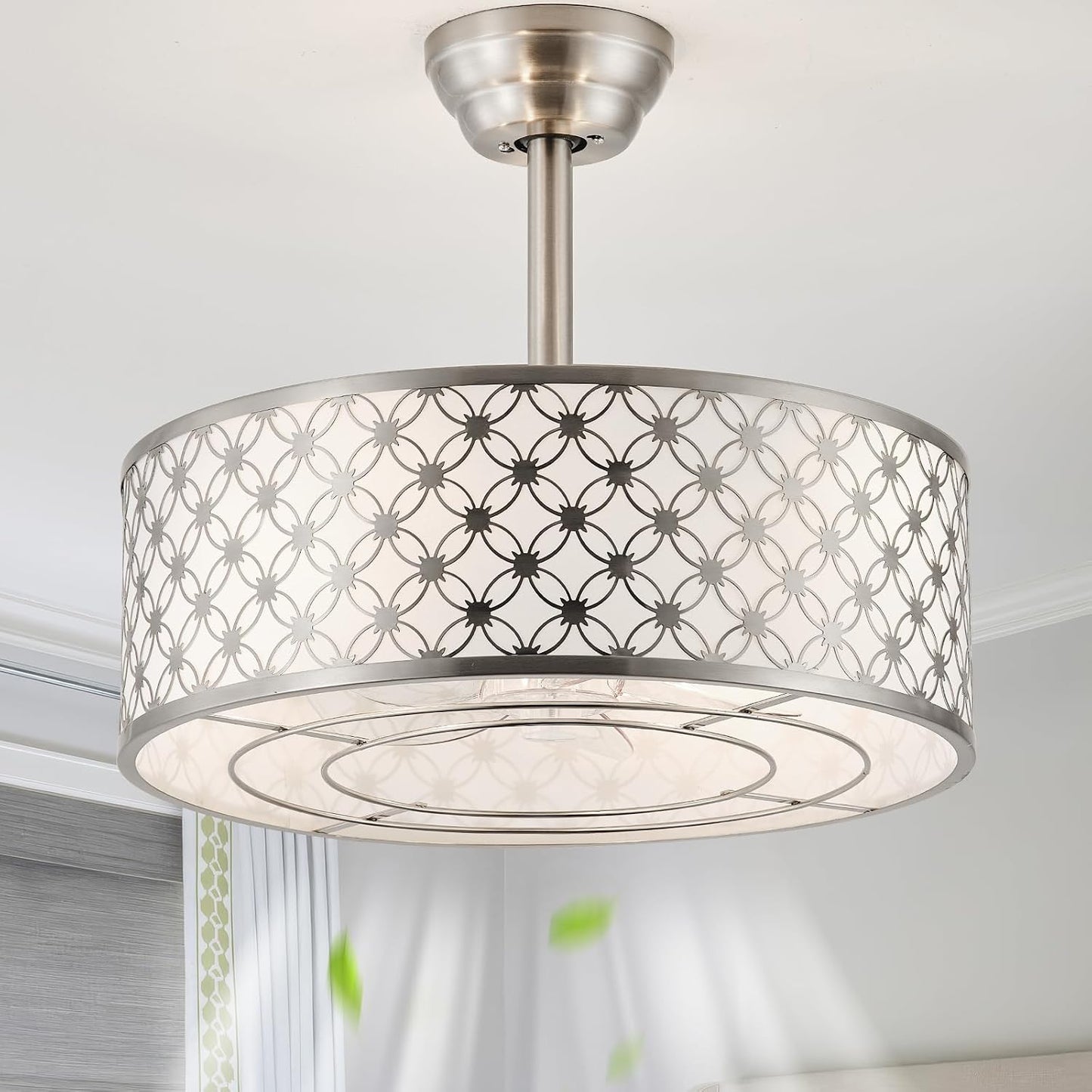 Ventilador techo candelabro plateado 20pulg control remoto
